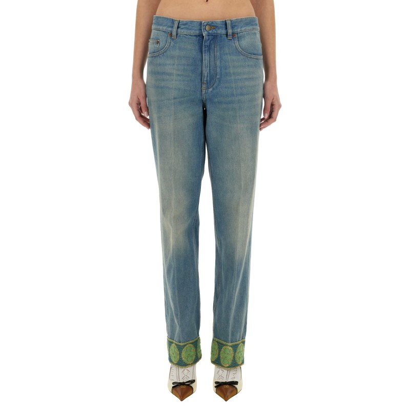 DENIM PANTS WITH JACQUARD EDGES