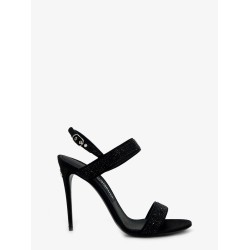 Satin sandals with all-over rhinestones