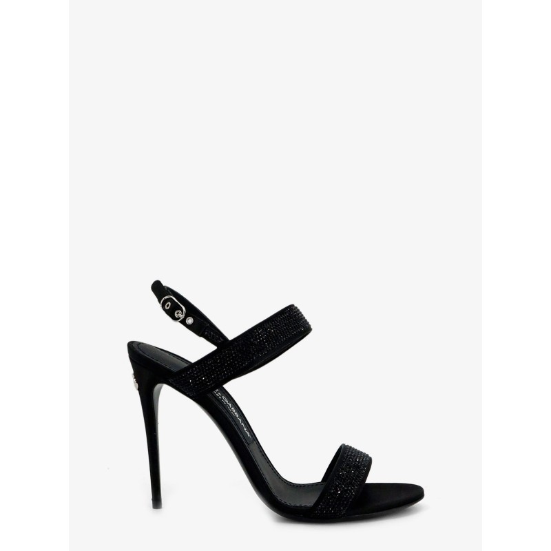 Satin sandals with all-over rhinestones