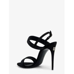 Satin sandals with all-over rhinestones