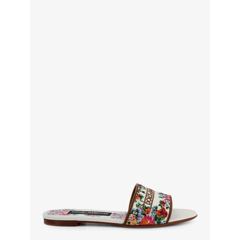 Canvas sandals with all-over embroidery