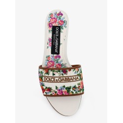 Canvas sandals with all-over embroidery
