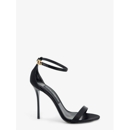 Satin sandals with metal DG logo