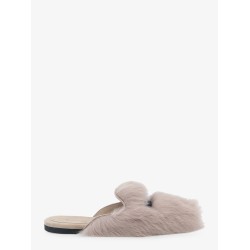 Sheepskin and suede sandals