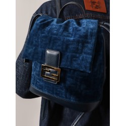 Denim backpack with flocked FF detail