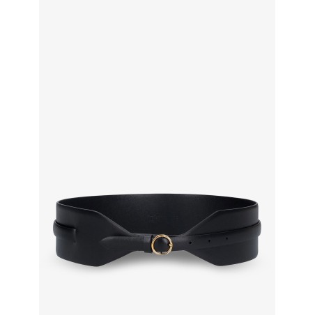 Maxi leather belt with metal buckle