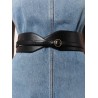 Maxi leather belt with metal buckle