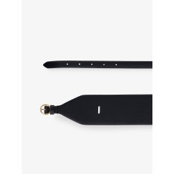 Maxi leather belt with metal buckle