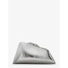 8.30 PM laminated leather clutch bag with logo engraved on the bottom
