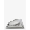 8.30 PM laminated leather clutch bag with logo engraved on the bottom