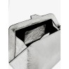 8.30 PM laminated leather clutch bag with logo engraved on the bottom