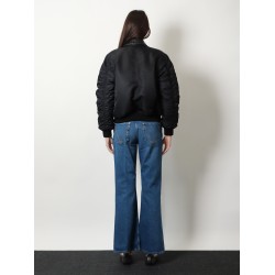 Nylon jacket with Intrecciato leather collar