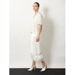 Layered viscose and linen blend skirt