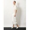 Layered viscose and linen blend skirt