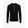 Ribbed cotton sweater with metal logo on the front