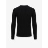 Ribbed cotton sweater with metal logo on the front