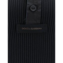 Ribbed cotton sweater with metal logo on the front