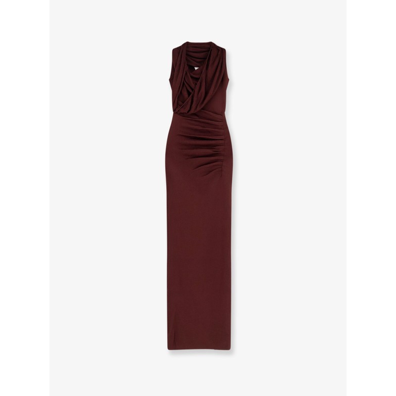 Draped knitted long dress