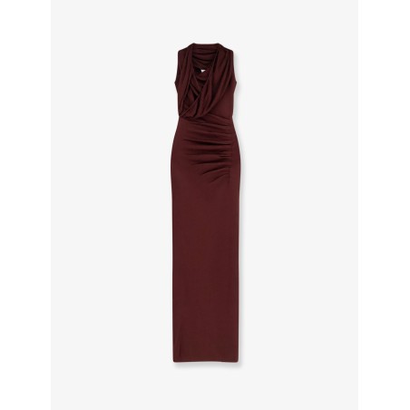 Draped knitted long dress