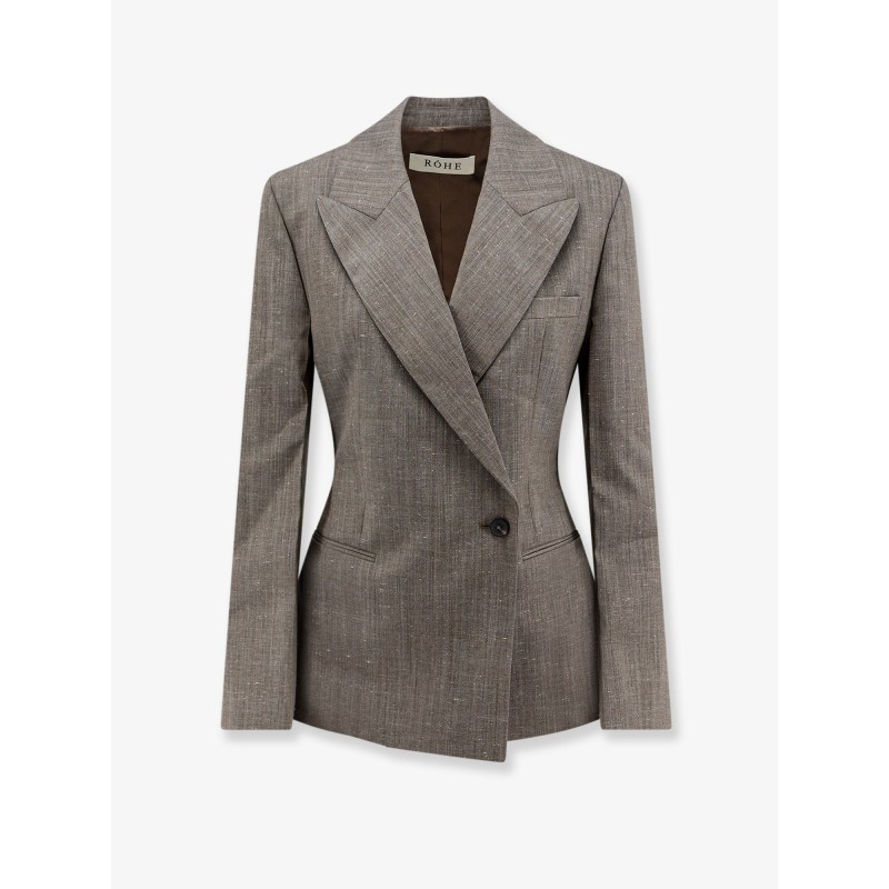Hourglass shaped wool blend blazer