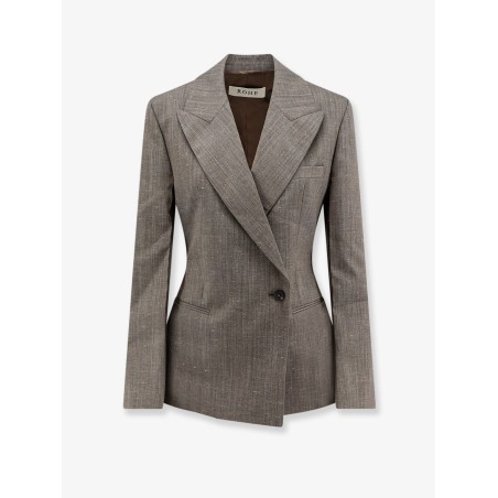 Hourglass shaped wool blend blazer