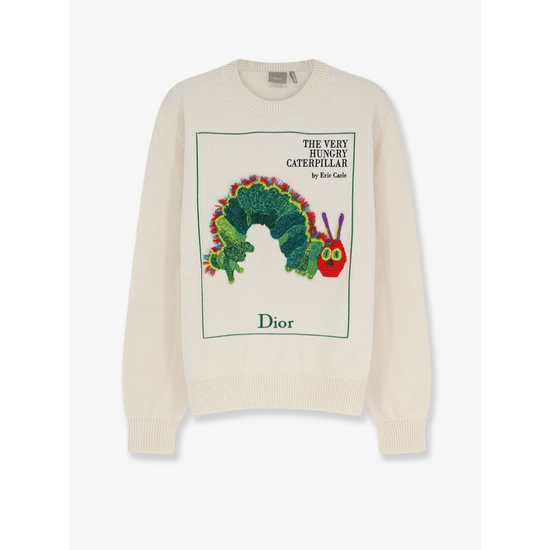 Cotton and wool sweater with Book Cover embroidery