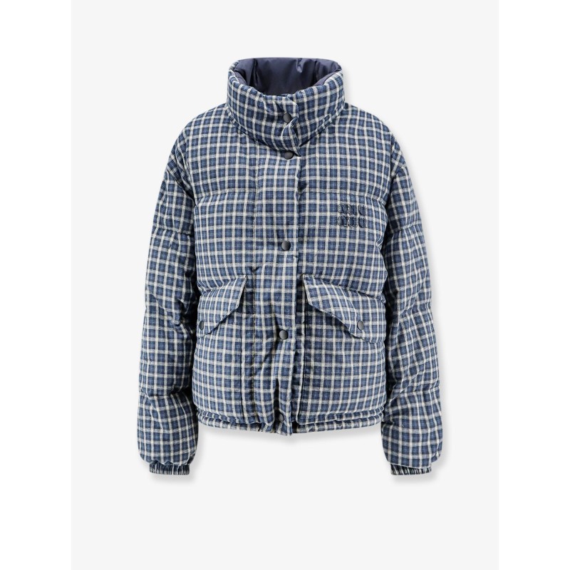 Reversible madras flannel down jacket
