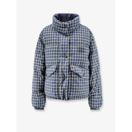 Reversible madras flannel down jacket