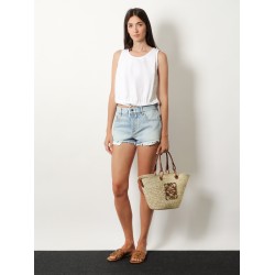 Paula's Ibiza leather and iraca palm shoulder bag