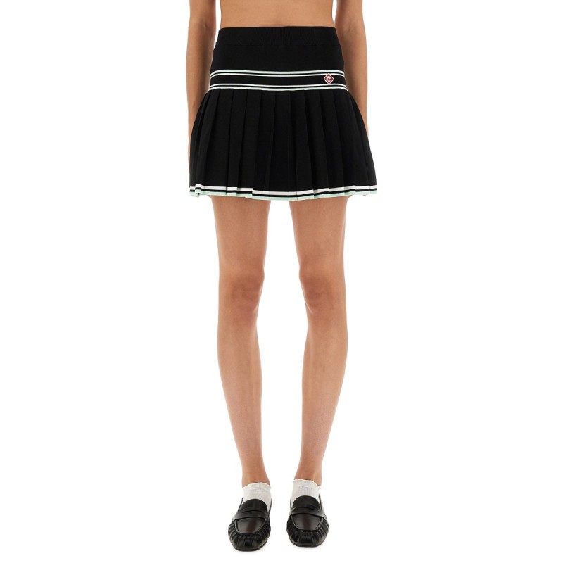 PLEATED VISCOSE MINISKIRT
