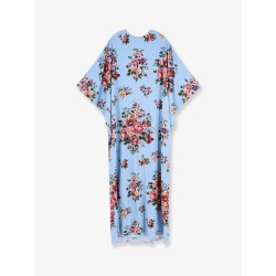Long charmeuse dress with Mazzo di Fiori print