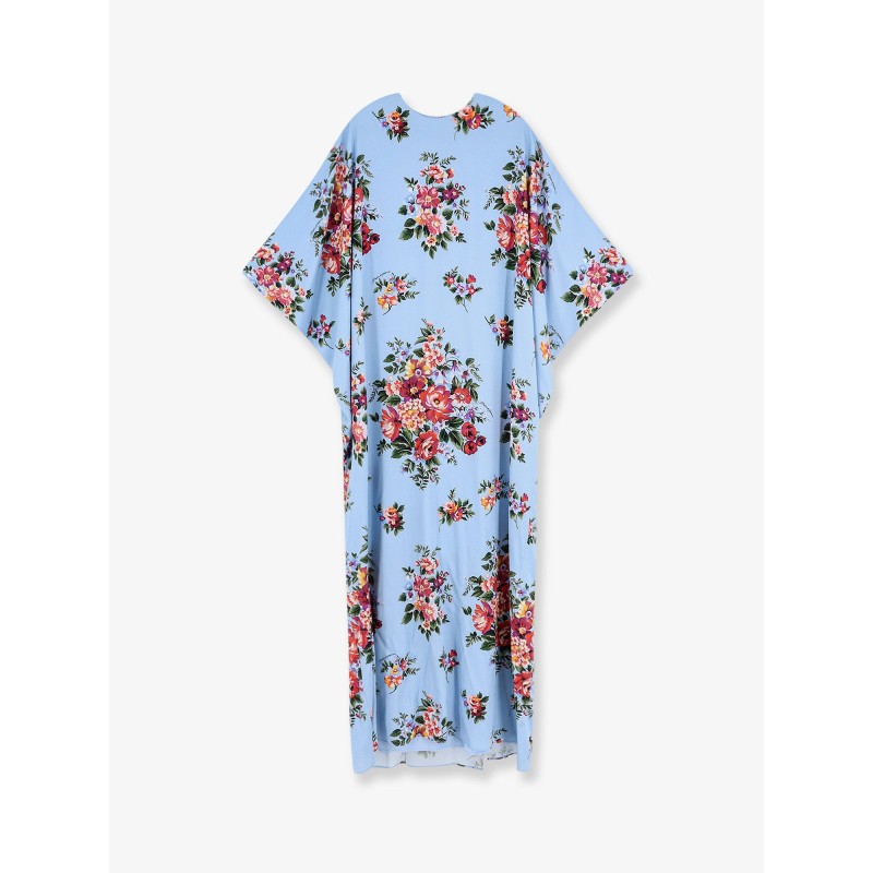 Long charmeuse dress with Mazzo di Fiori print