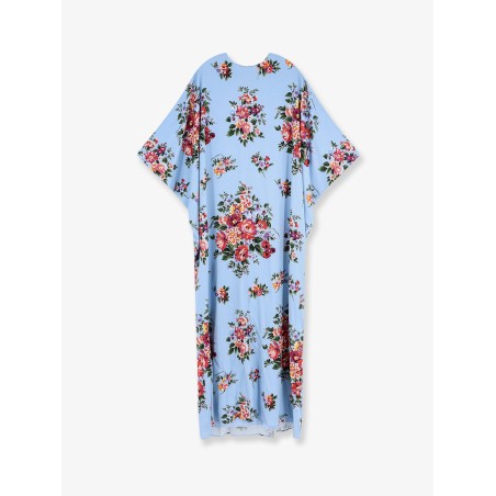 Long charmeuse dress with Mazzo di Fiori print