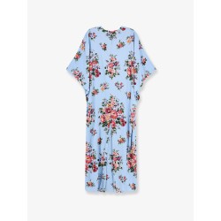 Long charmeuse dress with Mazzo di Fiori print