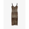 Stretch fabric long dress with animal print