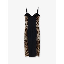 Stretch fabric long dress with animal print
