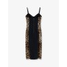 Stretch fabric long dress with animal print