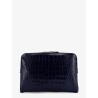 Croco print leather laptop pouch
