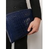 Croco print leather laptop pouch