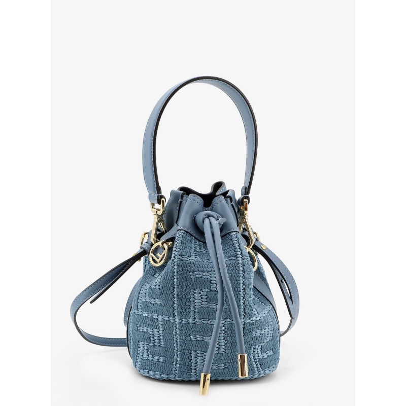 Mon Tresor raffia shoulder bag with FF embroidery