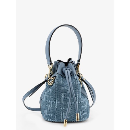 Mon Tresor raffia shoulder bag with FF embroidery