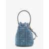 Mon Tresor raffia shoulder bag with FF embroidery