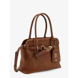 Aventure leather handbag with embossed lettering logo