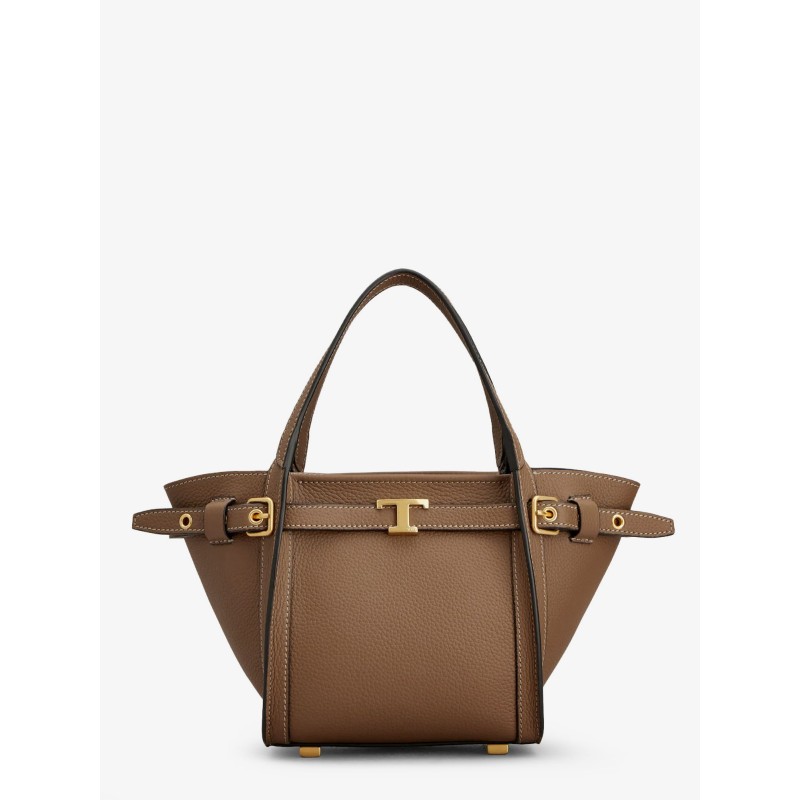 T Signature Leather Shopping Bag