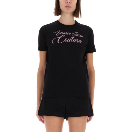 T-SHIRT CON LOGO E STRASS
