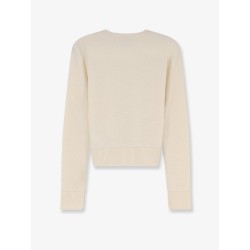 Wool sweater with contrasting embroidered logo on the bottom