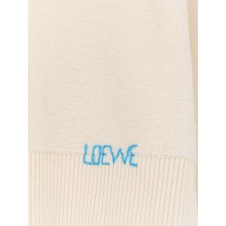 Wool sweater with contrasting embroidered logo on the bottom
