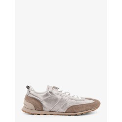 Laminated leather and suede sneakers