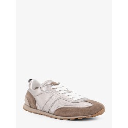 Laminated leather and suede sneakers