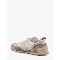 Laminated leather and suede sneakers